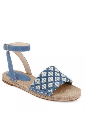 L'AGENCE Grece Lt Blue Denim Espadrille Ankle-Strap Sandals Womens Size 5.5 New